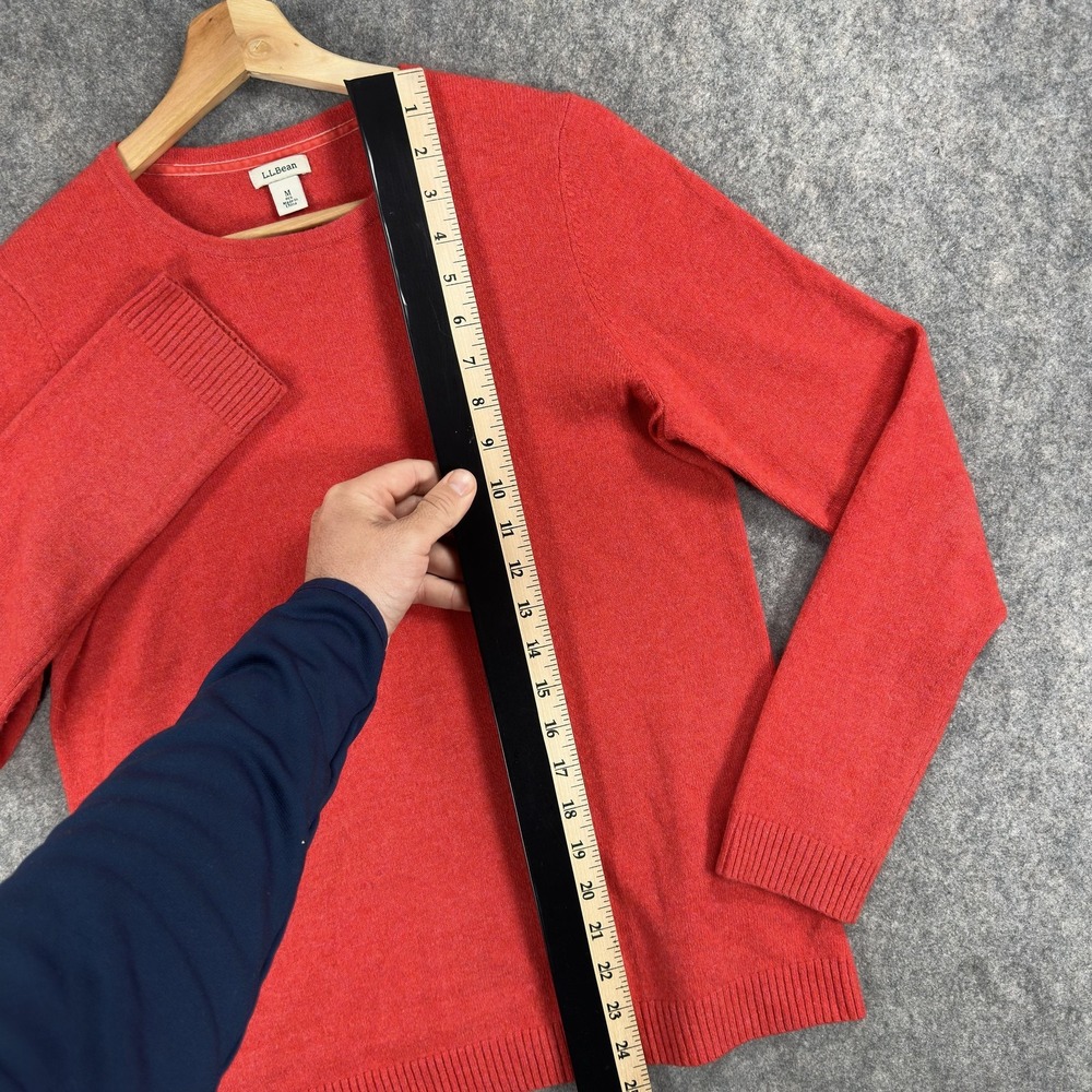 L.L.Bean Sweater Womens Medium Red 100% Cashmere Crewneck Pullover Knit - Picture 4 of 13